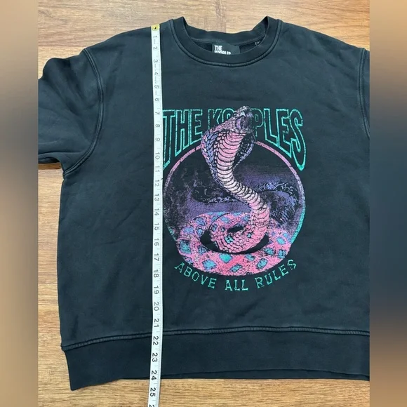 The Kooples graphic cobra print cotton sweatshirt washed black size 3 (L) NWT